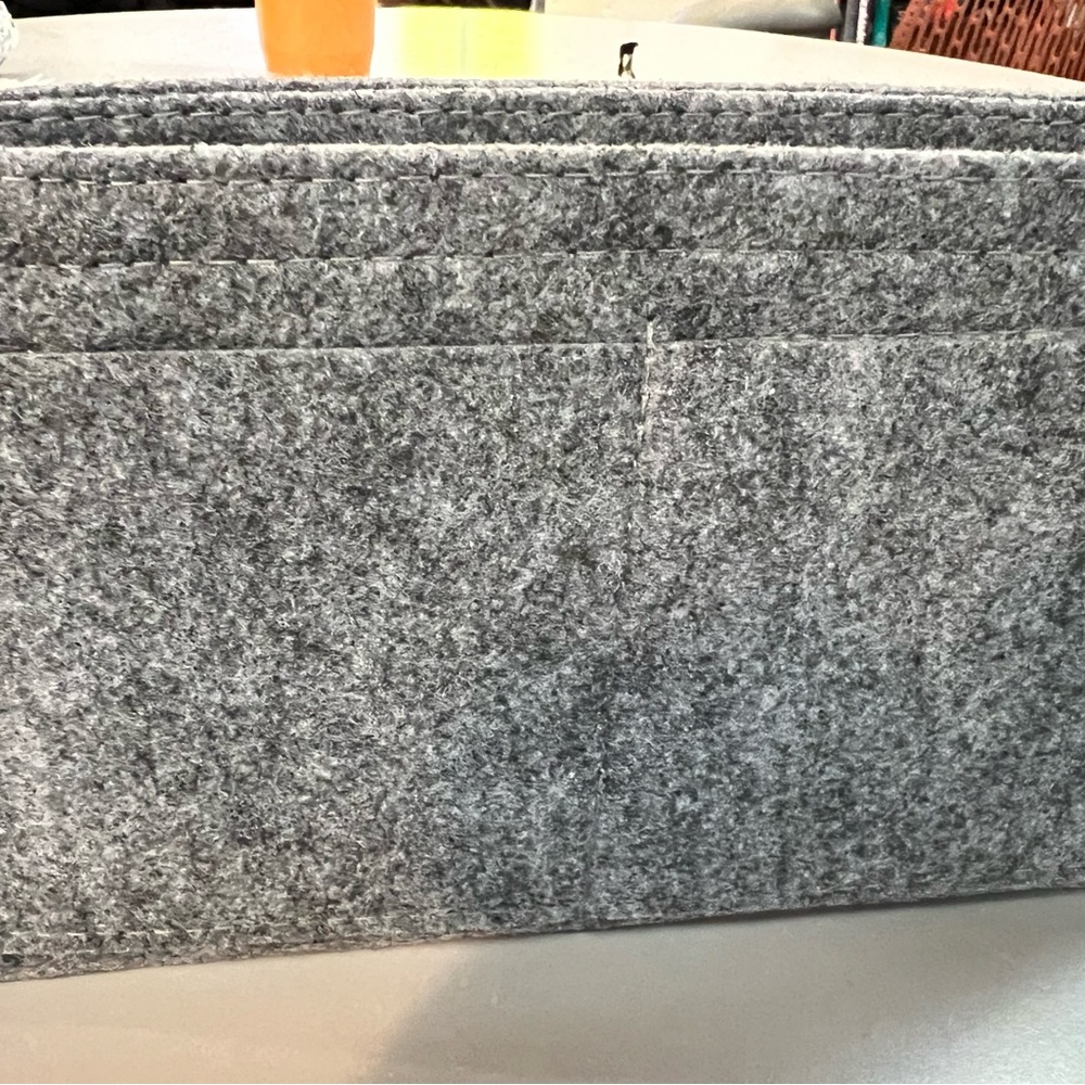 Gray Felt Bag Organizer. 13 x 6 x 3.5